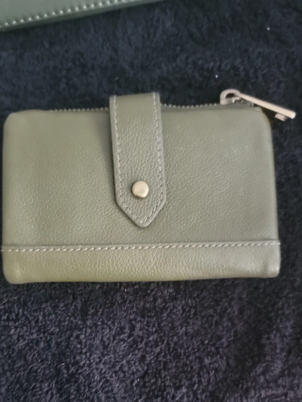 Green Leather Clutch and Wallet Combo